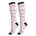 Compression Socks Women Knee High Support Circulation Stockings for Running Cycling Flying - color: Flamingo