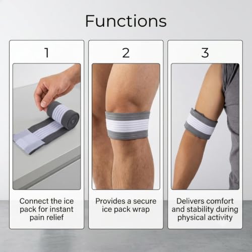 6 Pack Ice Pack Extension Straps - 35"x3" Elastic Wrap for Hot & Cold Packs - color: Gray and White