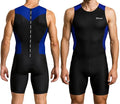 Wixen Men's Performance Triathlon Suit Sleeveless Tri Suit Padded Quick Dry Run Swim Bike - color: Blue, size: X-Large