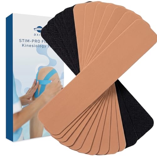 axion Kinesiology Tapes PRECUT Black Beige | 50 Pre-Cut Sport Tape Strips 10x2 in | Waterproof • Skin-Friendly • Elastic | Kinesiology Tapes Ideal for Sports - color: 05) 50 Strips Black/Beige