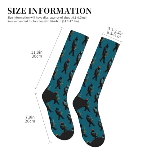 FREEHOTU Compression Knee High Socks for Women/Men Circulation 15-20 Mmhg - color: Saxophone Sasquatch