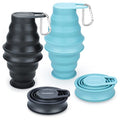Nefeeko Collapsible Water Bottle, BPA Free Silicone Foldable Water Bottles - color: BKBU, style: 2 Pack