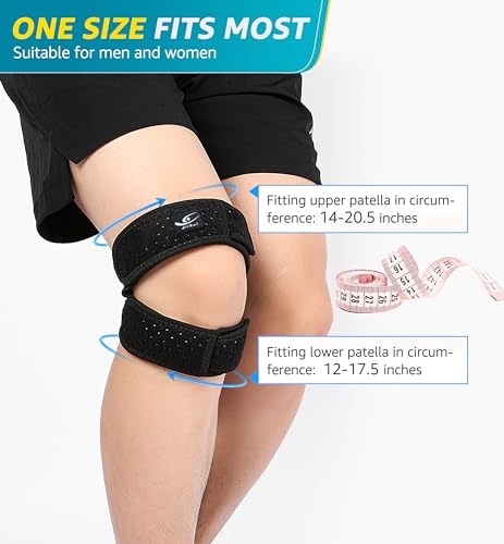 HiRui Dual Patella Knee Straps, Knee Brace Patella Stabilizer for Knee Pain Relief Running Tennis Jumping Arthritis Tendonitis, Joint and Muscles Protection - Adjustable (Black, 2 Pack) - color: Black, 2 Pack