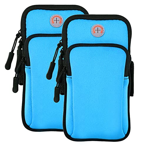 Armband Cell Phone Holder for Running Women Men Kids,iPhone 17 16 16e 15 14 13 12 11 Pro Max Xs Xr X Plus SE Mini,Galaxy S26 S25 S24 S23 Ultra Note Key Pouch Bag,Gym Exercise Workout Arm Band - color: 2-Blue