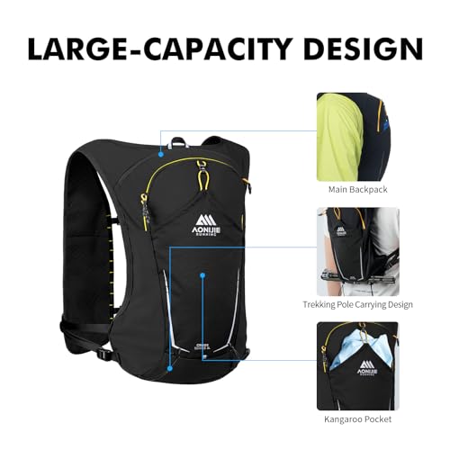AONIJIE Running Hydration Vest for Men Women 500ml Soft Flask Water Bottle - color: Black, size: 0.5L
