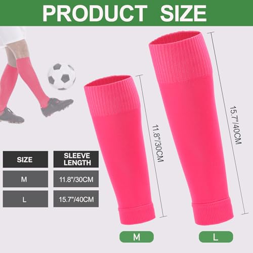 Ultrafun 3 Pairs Leg Sleeves Pre-cut Soccer Sleeves Compatible with Grip Socks Shin Guards Sleeves for Soccer Football - color: Rose Red, size: Large