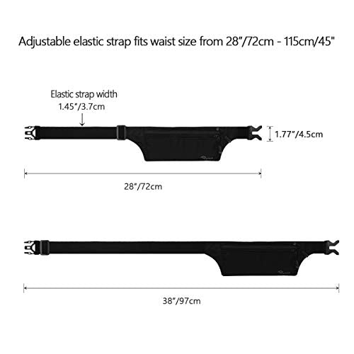 Ryaco Travel Money Belt, Slim RFID‑Blocking Hidden Waist Pouch - color: Black