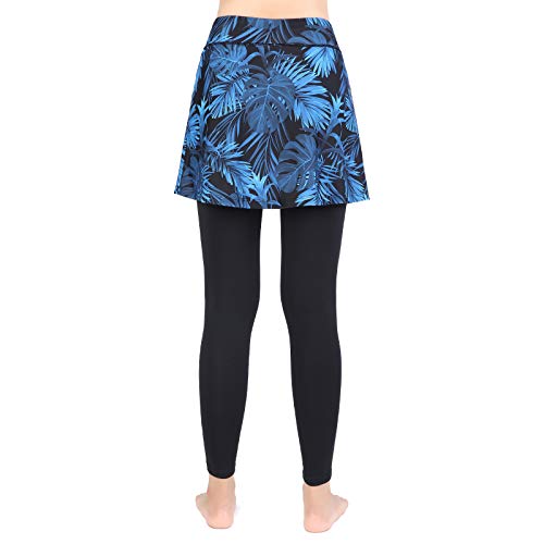 ANIVIVO Women Skirted Leggings Tennis Yoga Legging with Skirt - color: Blue Charcoal, size: Large