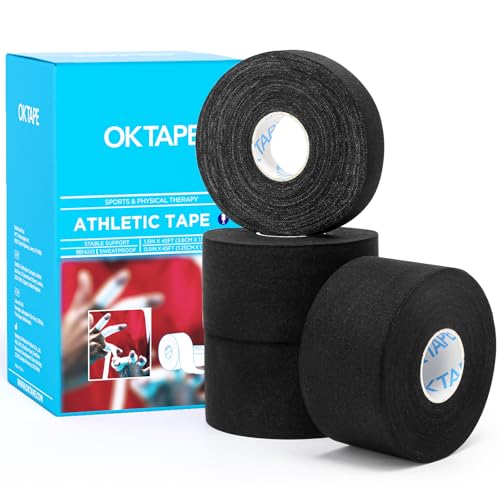 OK TAPE Athletic Tape Finger Tape 3 Rolls 1.5" x 15yds and 1 Roll 0.5in x 15yds - color: Black, size: 1.5" x 15yards-3rolls and 0.5in x 15yards-1rolls