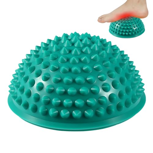 Agatige Foot Massage Ball, Half Round PVC Spiky Foot Wakers Balance Therapy Dome Trigger Point Ball Feet Massage Roller for Yoga Fitness Exercise Gym Massager (Green) - color: Green