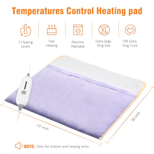 Foot Warmer Electric, Extra Large Heat Therapy Wrap, Ultra Soft Flannel Heating Pad for Feet, Abdomen, Cramp, Office, Under Desk, Home Use, Auto Off, 22" x 20" - Light Purple - color: Light Purple
