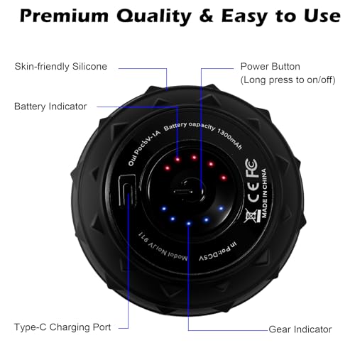 5-Speed Vibrating Massage Ball: Silicone Electric Massager with Auto Shut-Off, Physical Therapy Ball for Fitness, Mobility, and Relaxation, Wellness Gift (Black)