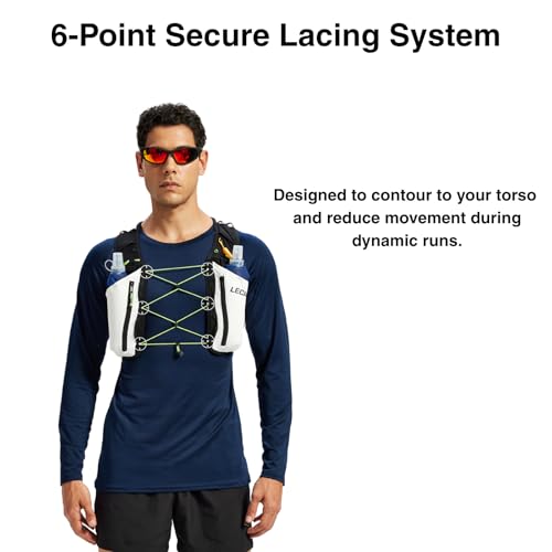 ROOT5 Running Hydration Vest 5L with 2 x 500ml Soft Flasks, Lightweight Running Vest with Water Bottles for Men and Women, Trail Running Pack - color: White, size: M（2 Soft Flask）