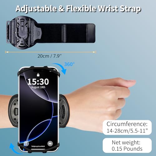 Running Wristband/Armband Phone Holder【360° Rotatable & Upgrade Anti-Drop】 - color: Black, size: Small