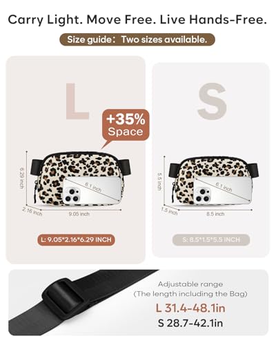 Pritent Fanny Packs for Women Crossbody Belt Bag With Zipper Back Pocket - color: Leopard, size: Large