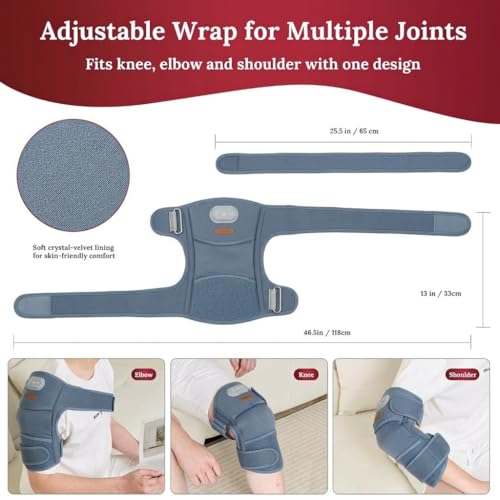Red Light Therapy Wrap with Heat and Vibration, 660nm Red Plus 850nm and 940nm Near Infrared, Cordless 5000mAh Controller, 30‑Min Auto‑Off, for Knee Elbow Shoulder (Space Gray-1-PACK) - size: Space Gray-1-PACK