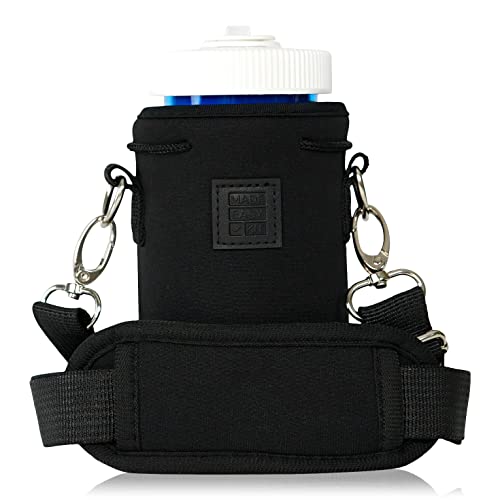 Made Easy Kit Neoprene Water Bottle Carrier Holder with Adjustable Shoulder Strap for Insulating & Carrying Water Container Canteen Flask Available in 5 Sizes (Black, Small 12oz) - color: Black, size: Small 12oz