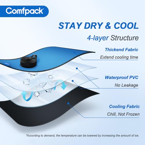 Comfpack Large Refillable Ice Bag for Injuries, Travel Ice Pack with Straps