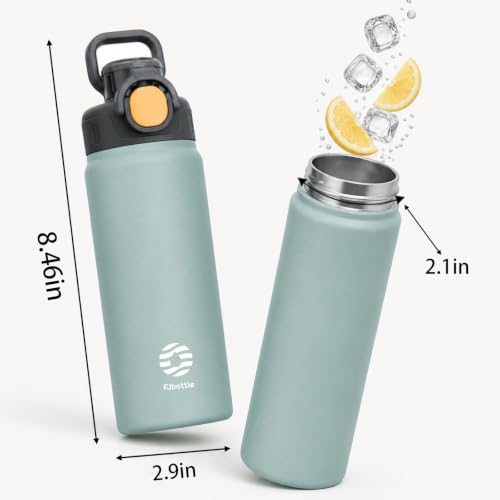Fjbottle Insulated Water Bottle with Handle 20 oz Straw Flip Top Lid - color: 03 Peacock Green, size: 20 Ounces