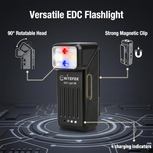 EDC Flashlight Rechargeable Clip-On Light 90° Rotatable Pocket Light - color: Khaki