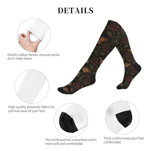 Witchy Moth Compression Socks For Women Men - color: Butterfly Dark Rose