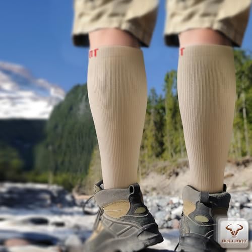 BULLIANT Men's Cushioned Compression Knee High Sports Recovery Socks 3Pack - color: 3pairs-nude7958, size: Small-Medium