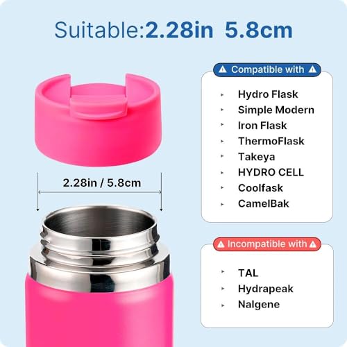 Flip Lid Replacement for Hydro Flask 12 16 18 20 32 40 64 oz Wide Mouth - color: Rose 1Pack