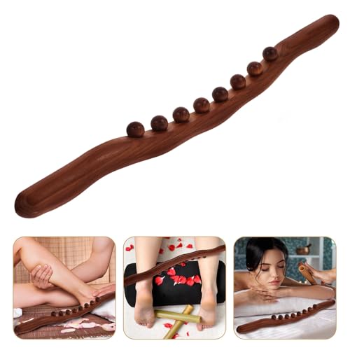 Toyvian Wooden Massage Stick, 8 Bead Gua Sha Tool for Muscle Relief