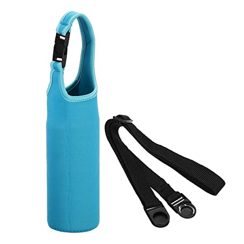 PATIKIL Water Bottle Sling Bag, Neoprene Portable Insulated Bottle Holder Carrier with Removable Adjustable Shoulder Straps - color: Blue