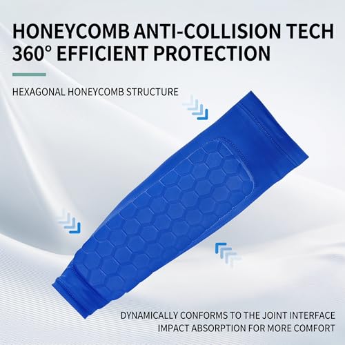 2 Pairs Soccer Shin Guards for Kids Youth Adult with Honeycomb Pads - color: Blue, size: X-Small