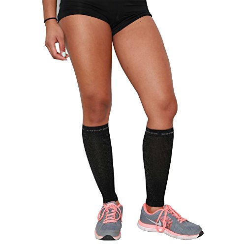 Canidae PURE Calf Sleeves - #1 Compression Leg Sleeve for Runners - Men and Women Shin Sleeves - color: Black with Copper Yarn, size: Large/X-Large