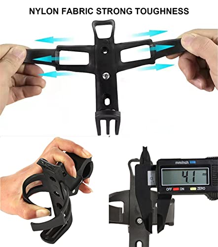 2 Pack Bike Bottle Holder, Universal Bicycle Water Bottle Cage Holder, Water Cup Holder for Bike Stroller Walker, Adjustable Mountain Bike Drink Cup with 360 Degree Rotating for Cycling MTB Black+Red