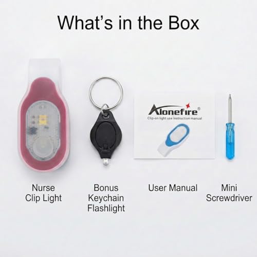 ALONEFIRE LED Flashlights Clip on Flashlight Night Safely Nursing Night Light Hands Free Strong Magnetic to Grip Clothing with a Keychain Flashlight for Walking Running Sports Outdoor Emergency - color: Red
