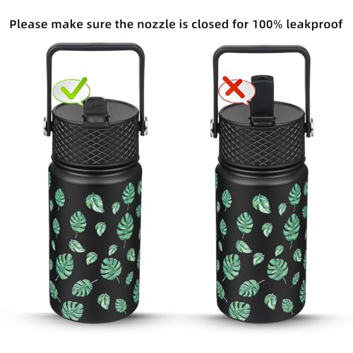 BJPKPK Insulated Water Bottle, 15oz Stainless Steel with Straw Lid - color: Leaf, style: 15oz