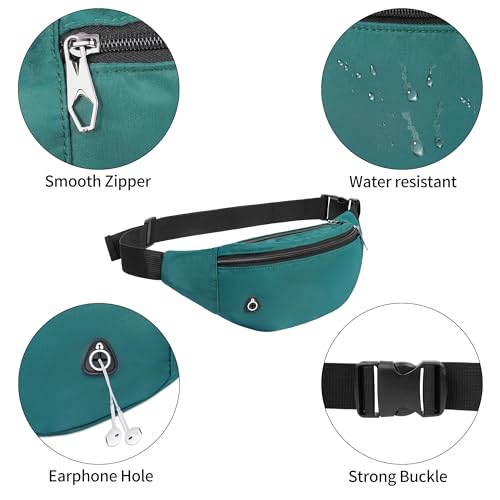 Viqueen Fashion Large Fanny Waist Pack Crossbody Belt Bag for Women and Men,Lightweight Bag with Zipper and Pockets for Running and Sports,Water Resistant,Hands Free Phone Carrying(Green) - color: Green-Lightweight