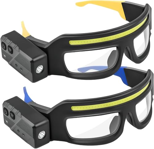 LED Glasses Rechargeable Headlight with Motion Sensor and Touch Control, 5 Modes USB C Lighted Glasses for Night Running,Camping, Fishing, Cycling, Hiking, Hands-Free Lighting (Blue) - color: Blue