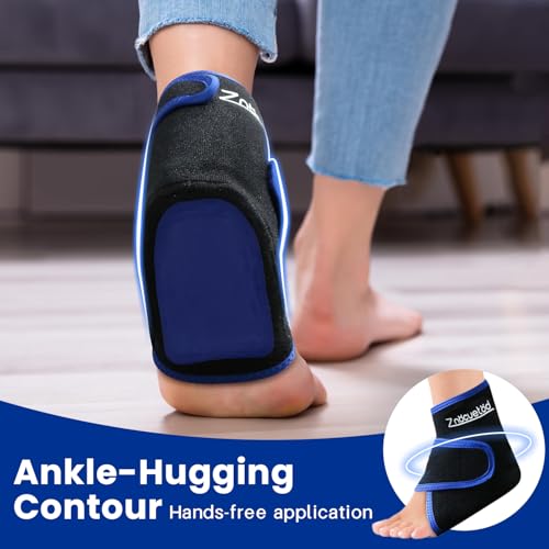 Ankle Ice Pack Wrap Reusable Gel Cold Compression for Foot Discomfort - color: Black