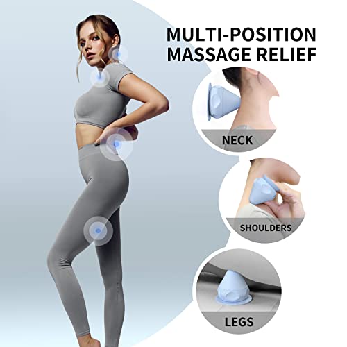Mountable Self-Massage Ball Handfree with Suction Cup,Deep Tissue Back Sore Muscle Knot Massager,Myofascial Release,Manual Massage Balls, Foot Plantar Fasciitis, Back Stress Relief- Blue - color: Blue