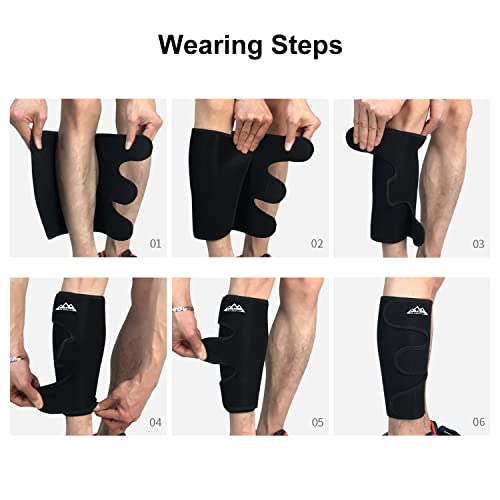 supregear Calf Support Brace, Adjustable Comfortable Compression Calf Wrap Sleeve for Muscle Swelling Hiking Training - color: Black + Blue