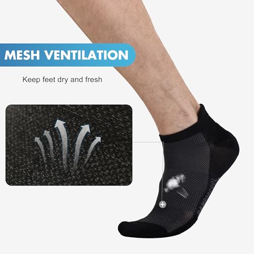 BAMBOO COOL Mens Athletic Ankle Socks Moisture Wicking Cushioned 8 Pack - color: 8 Pairs Black, size: Large