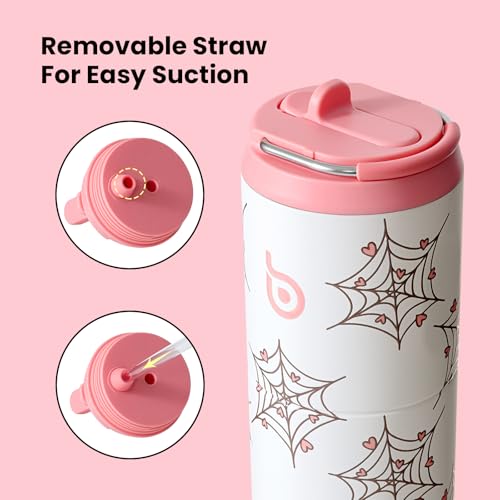 BOTTLE BOTTLE Insulated Water Bottle 24oz with Straw Lid and Handle Sports - color: Cupid Web