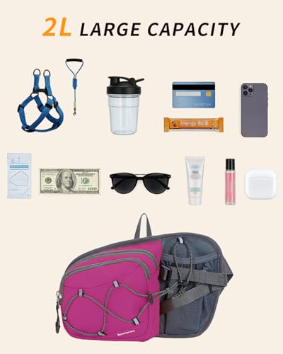 sportsnew Waist Pack with Water Bottle Holder, Fanny Pack for Men Women - color: Deep Pink
