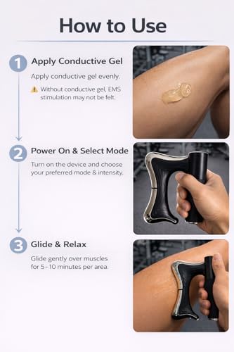 Heated Muscle Scraper Tool, Fascia Release Full Body Contouring Machine, Muscle Scraper Tool Features Modes: Vibration, Heat Therapy and Microcurrent, Fascia Instant Muscle Relaxation Soreness Relief - color: Black 03