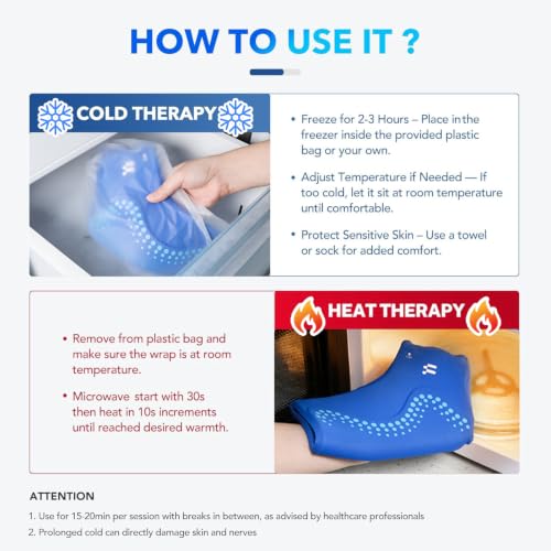 Ankle Ice Pack Wrap, Hands Free for Sprained Ankle & Swelling, L - size: L