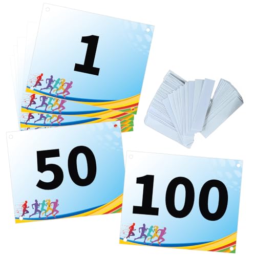 Tyvek Race Bibs Running Numbers Bibs with Race Bib Tape Instead Pins Track Bib Numbers for Tryouts Racing Bibs Audition Numbers for Marathon Runners Events Sports Games - color: Blue[6"x7.5"]1-100