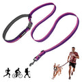 Tuff Pupper Hands Free Adjustable Length Dog Leash | Lightweight for Running Jogging Walking | Padded Waist Belt (24-50 inch) | Adjusts 3 to 6 Feet Length | Strong Ballistic Nylon w/Reflective Strips - color: Punch Purple