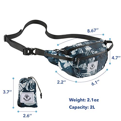 4Monster Hiking Waist Packs Portable,Water Resistant Fanny Bag with Adjustable Strap,Lightweight Crossbody Chest Bag Slim Bag - color: Flower Blue