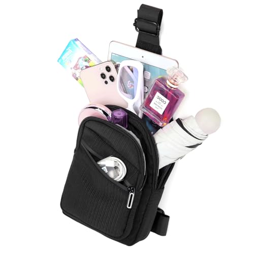 AOSTIHOT Crossbody Sling Bag Small Sling Backpack for Women, Chest Daypack Crossbody Shoulder for Travel Sport Running Hiking - color: G Black