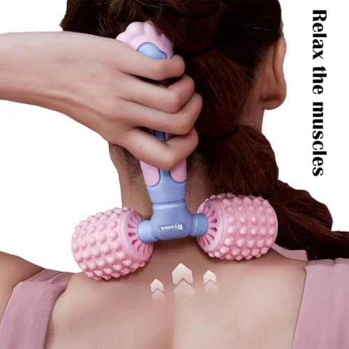 Ryoma Cat Paw Dual-Roller Massager, Portable Handheld Massage Roller, Muscle Kneading Sensation, Silicone Softness Comfortable Massage Tool, Suitable for Gifting and Personal Use