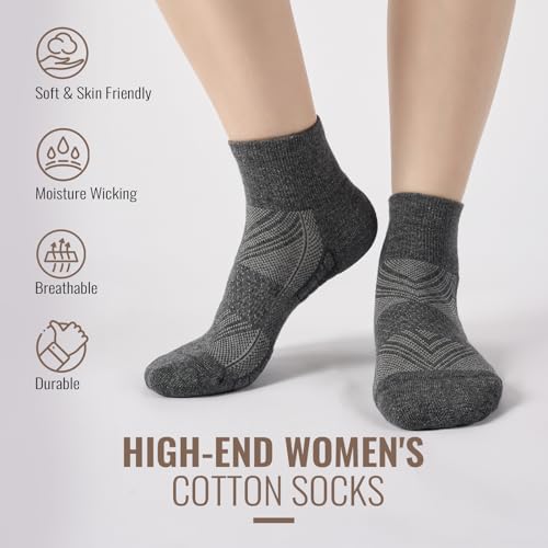 Ankle Socks Women White Black, 6/12 Pairs Running Quarter Socks - color: Dark Gray, size: 8-11